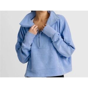 ZYIA Blue Mock Neck Long Sleeve Boxy Sweatshirt